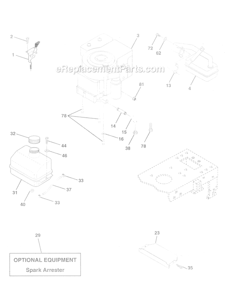 Page E Diagram and Parts List for WE12542A  Weed Eater Lawn Tractor